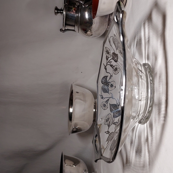 Viking glass by Silver City Flanders silver inlay tidbit tray bowl art deco era - Picture 7 of 17